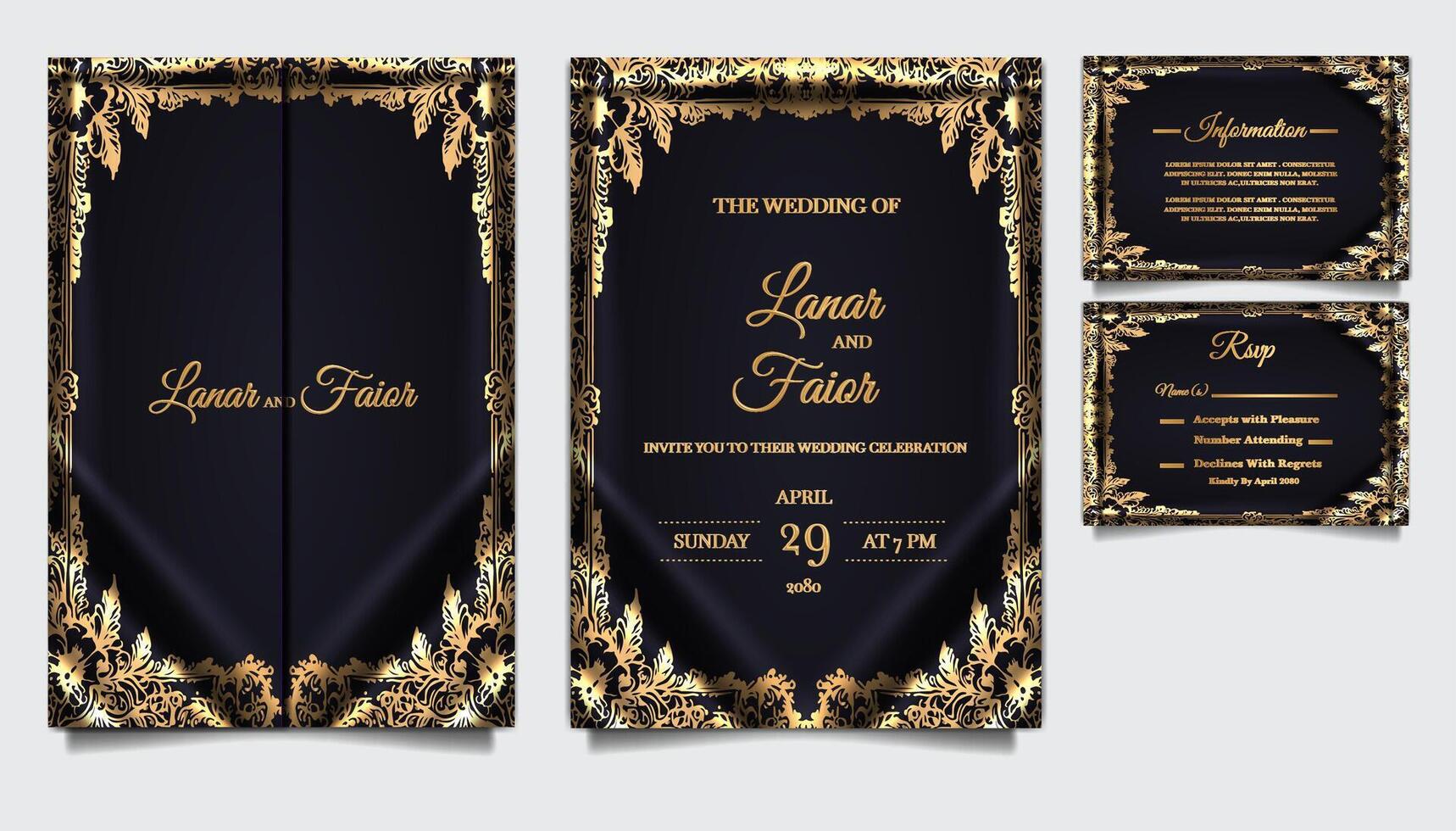 invitation wedding luxury card vector