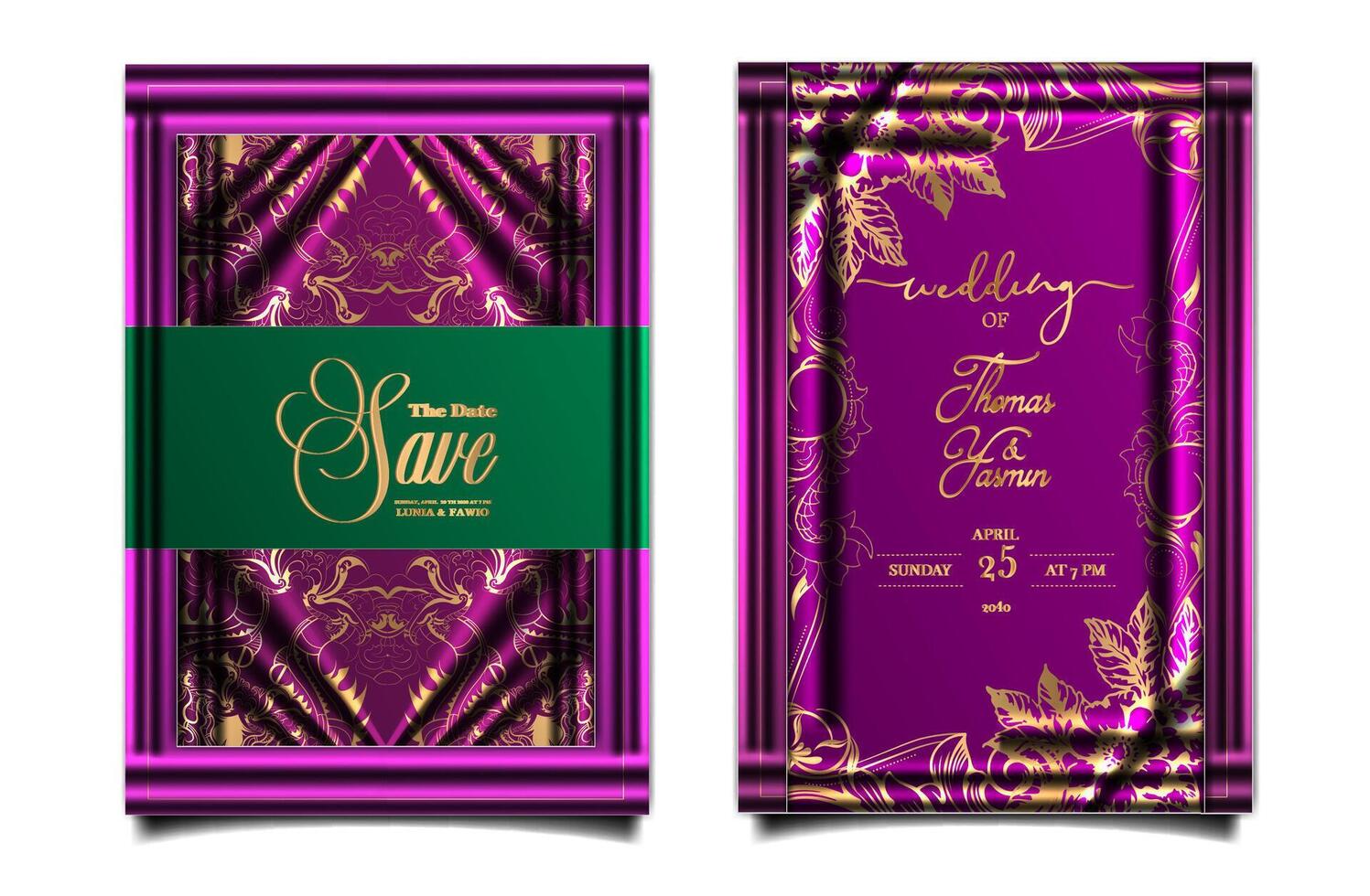 invitation wedding luxury card design set vector