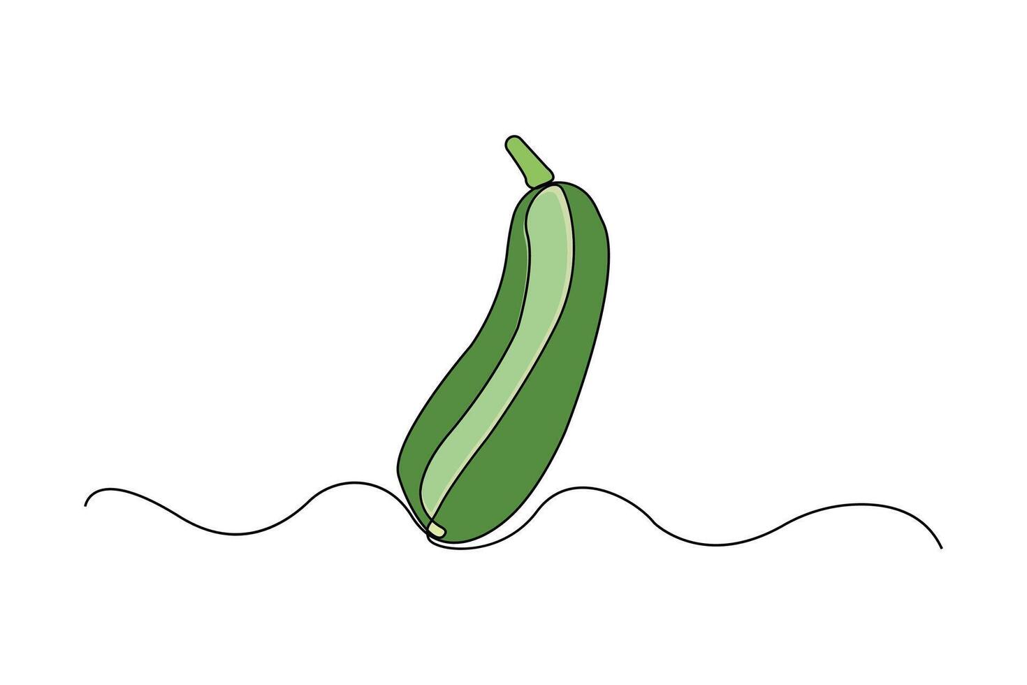 Hand-drawn zucchini continuous outline . Zucchini vegetable one line art drawing. vector