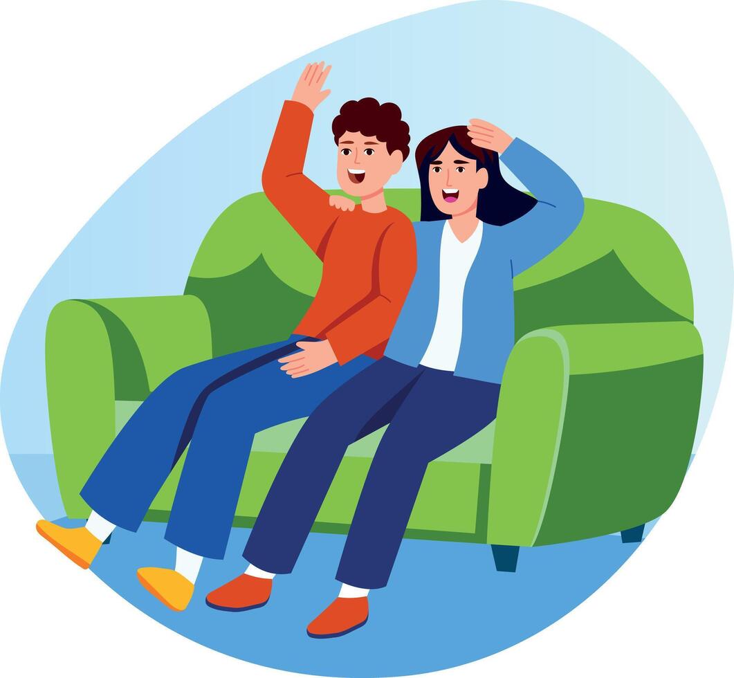 Flat style illustration of siblings enjoying together vector