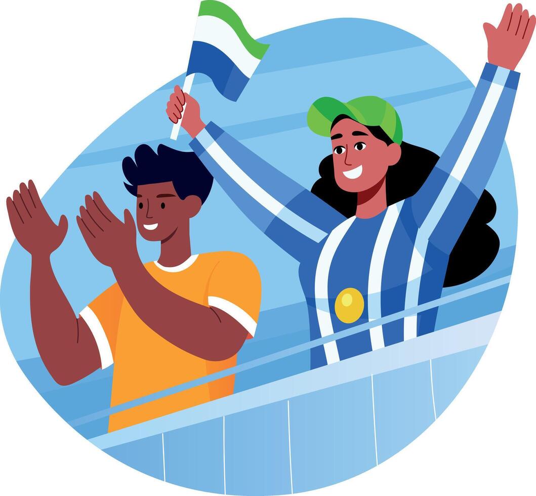A flat style illustration of cheering characters vector