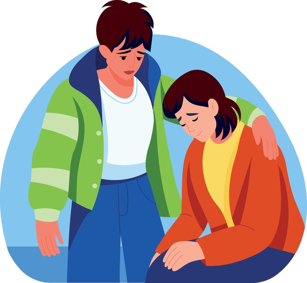Flat style illustration of character comforting his friend vector