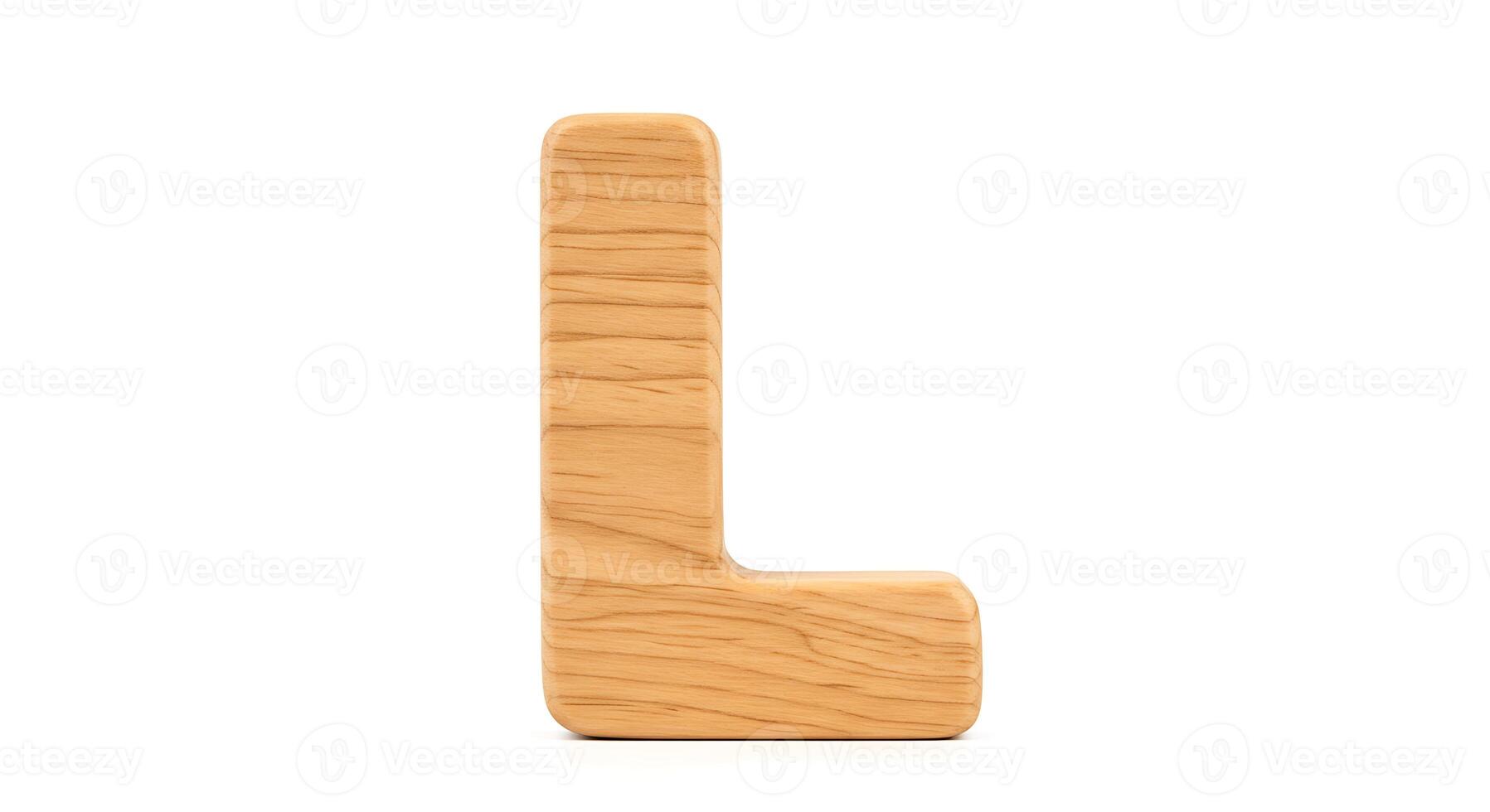 Wooden Letter L Standing on White Background for Educational Purposes photo
