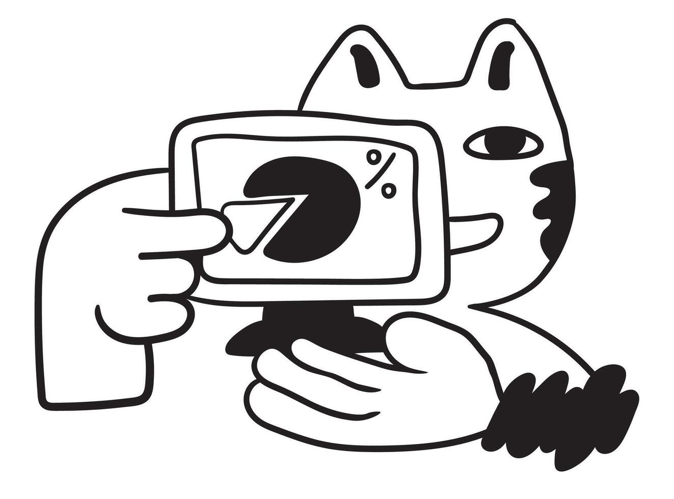black and white graphic on screen icon vector