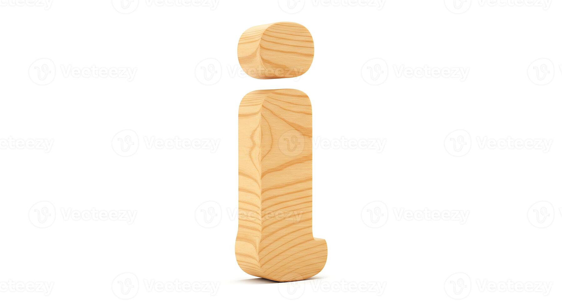 Wooden Letter I Lowercase Isolated on White Background Studio Shot photo
