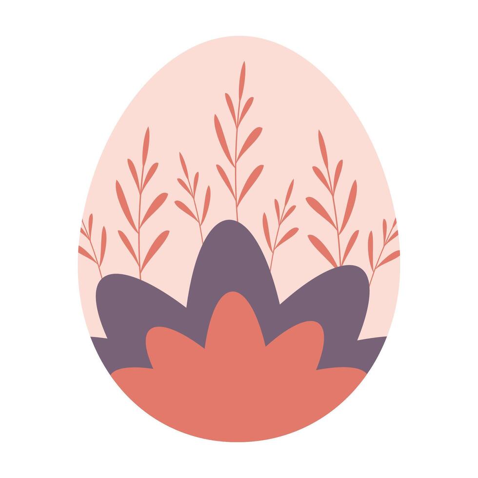 Pink and Purple Botanical Easter Egg vector