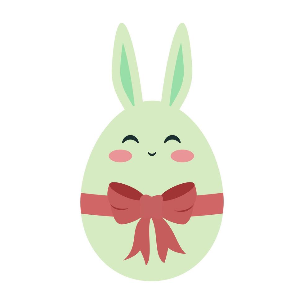 Smiling Green Bunny Egg with Bow vector