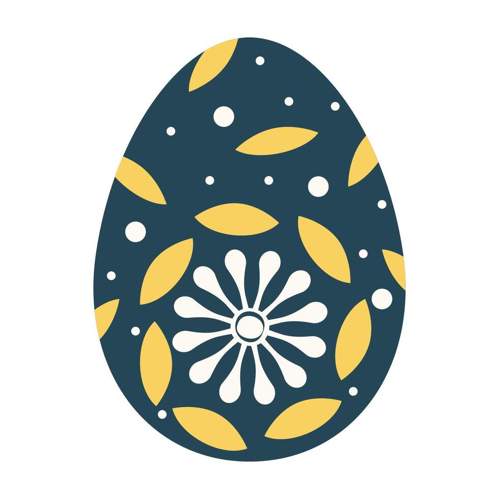 Dark Blue Floral Easter Egg Pattern vector