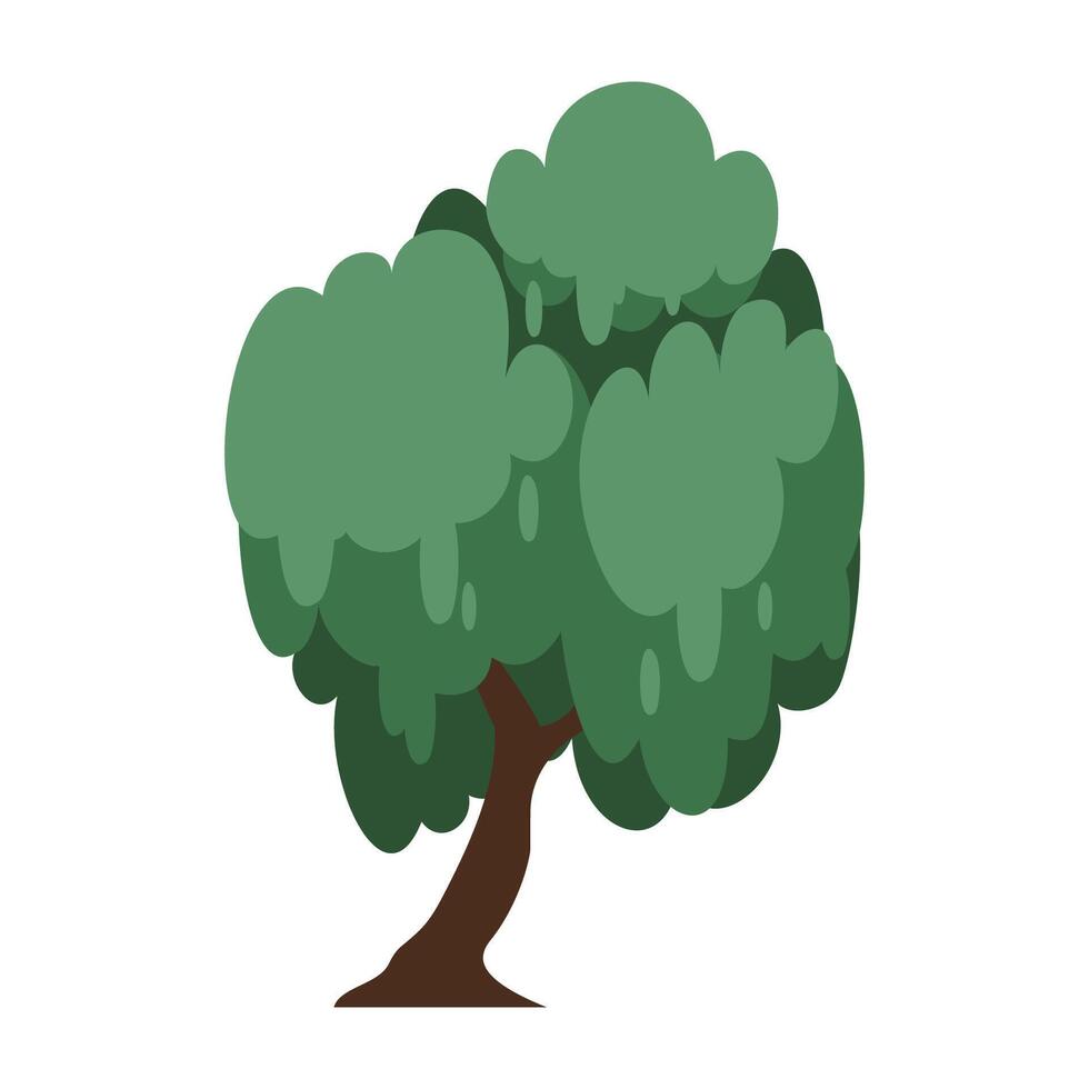 Cartoon Style Green Trees Collection Summer. vector
