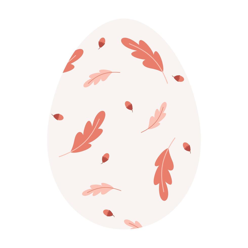 Pink Leaves Easter Egg Design vector