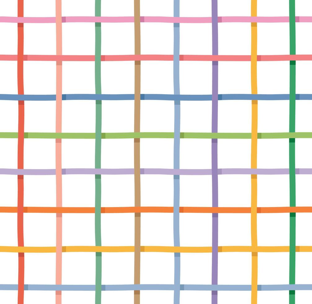 Rainbow Plaid Seamless, Ribbon Weaving Pattern, Kawaii Style vector