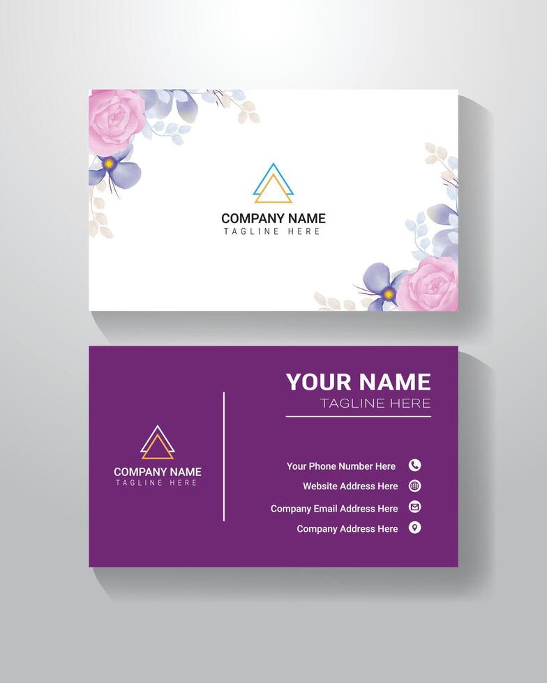 Floral Minimalist Business Card Design vector
