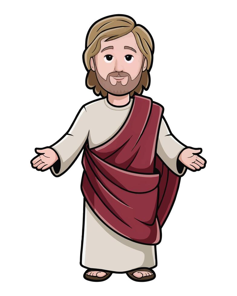 jesus christ cartoon character with a red cloth vector