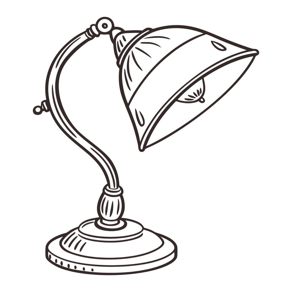 Illuminated electric lamp on table by wall at home vector