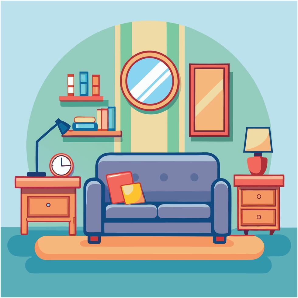 A drawing of a living room vector