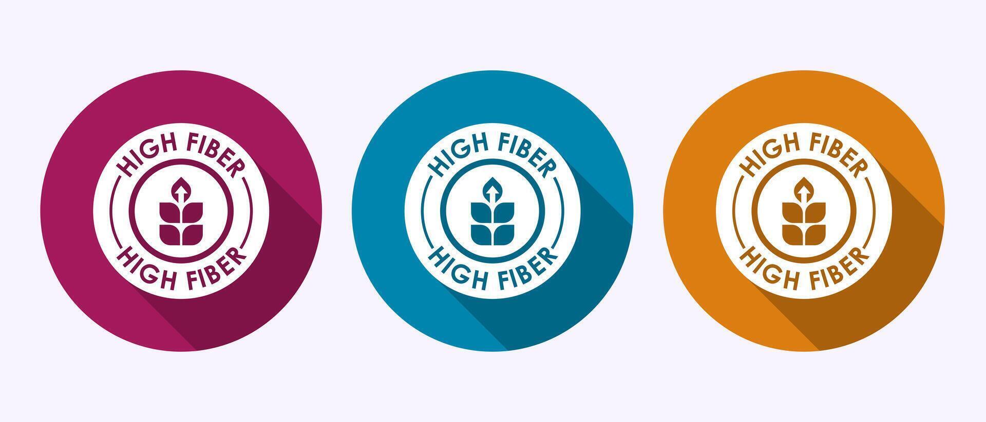 High fiber food icon design. High fiber badge in shadow button design vector