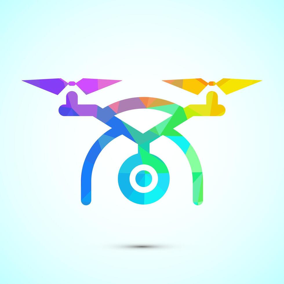 Drone icon illustration. Drone Quadro copter logo sign symbol in low poly style vector