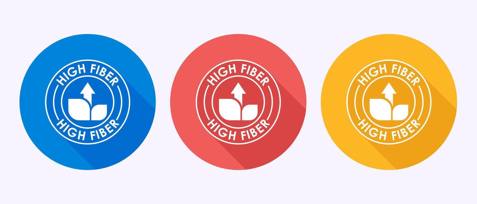 High fiber food icon illustration. High fiber badge label in shadow button design vector