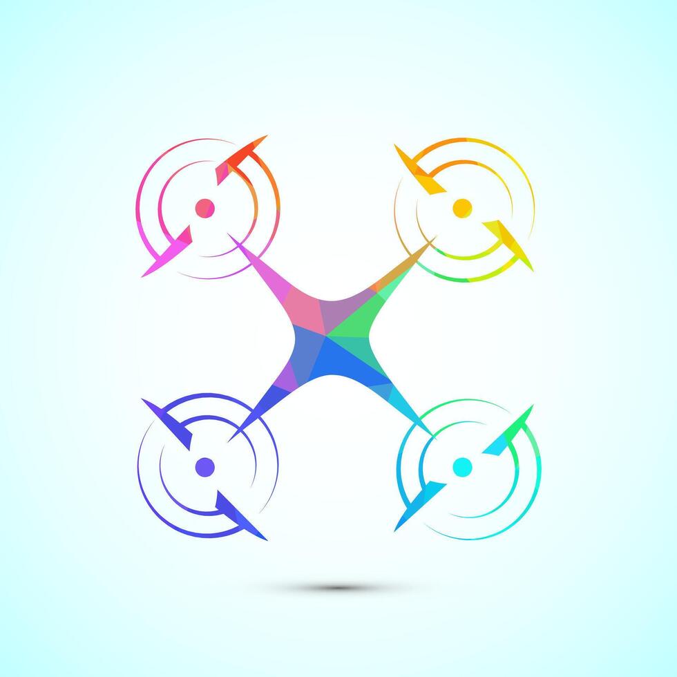 Drone icon design illustration. Drone Quadro copter logo sign in low poly style vector