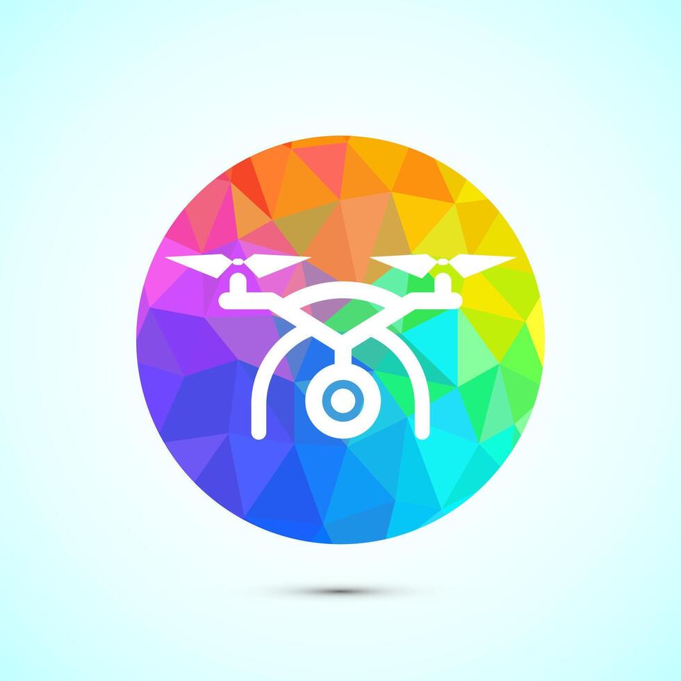 Drone icon. Drone Quadro copter logo sign symbol in low poly style vector