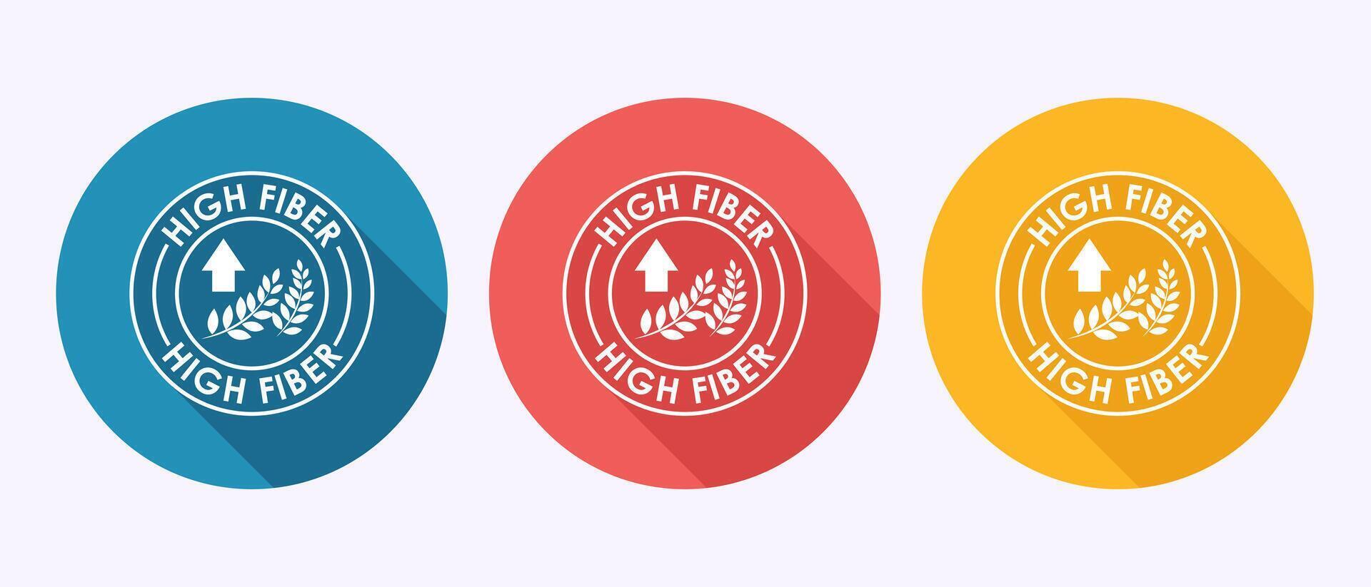 High fiber food icon design illustration. High fiber label in shadow button design vector
