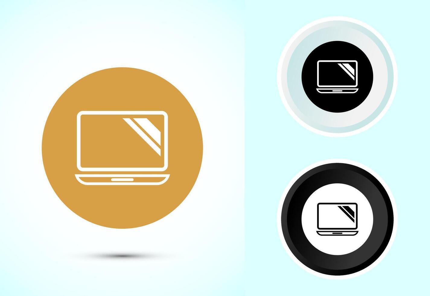 Laptop icon design, computer icon for apps and websites, Color black and white vector