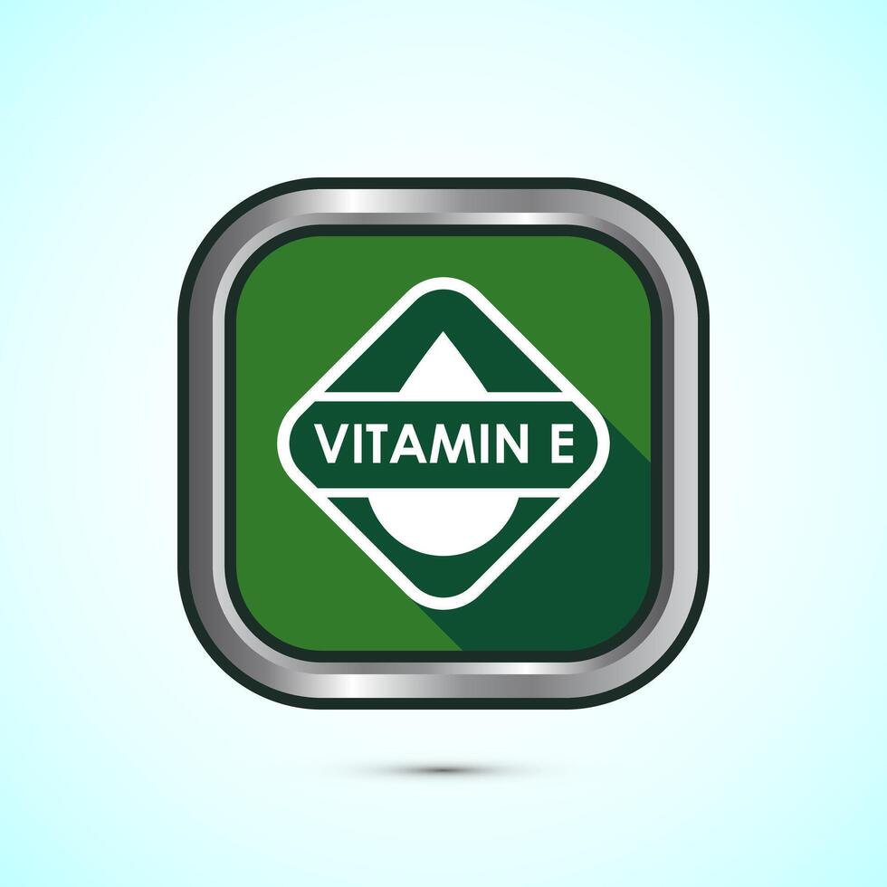 Vitamin E icon design illustration. Vitamin E sign symbol, Green color shadow button design vector