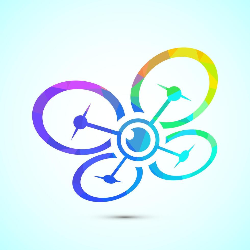 Drone icon design illustration. Drone Quadro copter sign symbol in low poly style vector