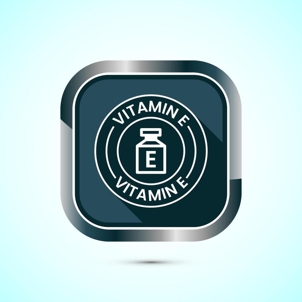 Vitamin E icon design illustration. Vitamin E sign symbol, Gray color shadow button design vector