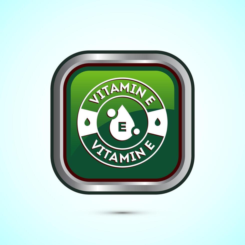 Vitamin E icon design illustration. Vitamin E sign symbol, Green color square button design vector