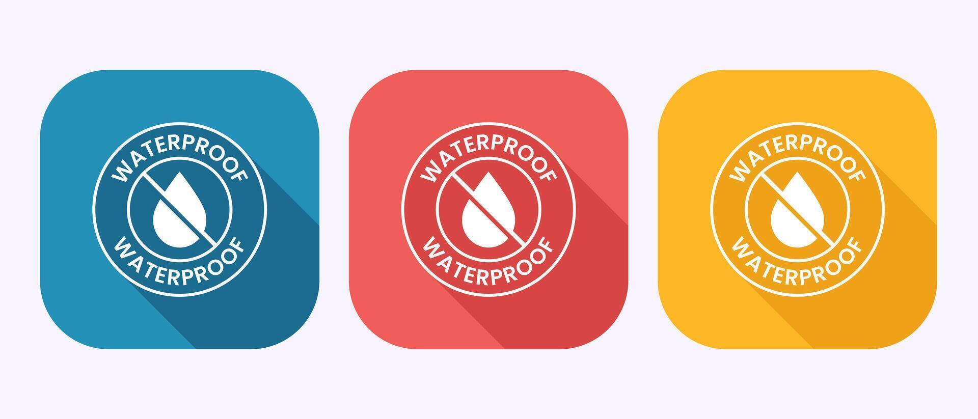 Waterproof icon illustration, water resistant sign in shadow button design vector