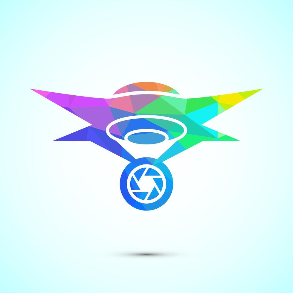 Drone icon design. Drone Quadro copter logo sign symbol in low poly style vector