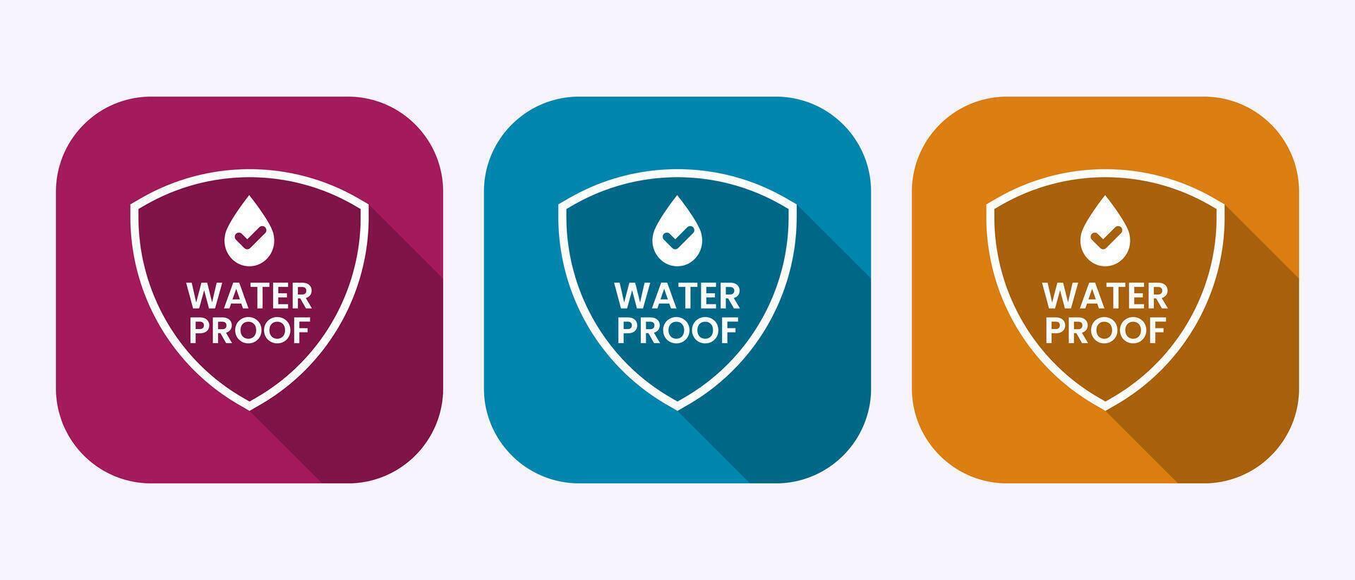 Waterproof icon, liquid proof protection, water resistant sign in shadow button design vector