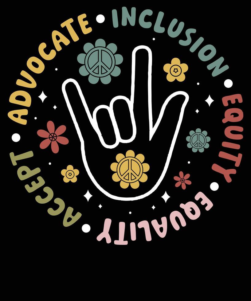 Advocate Accept Include Autism Awareness Design with Hand Gesture vector