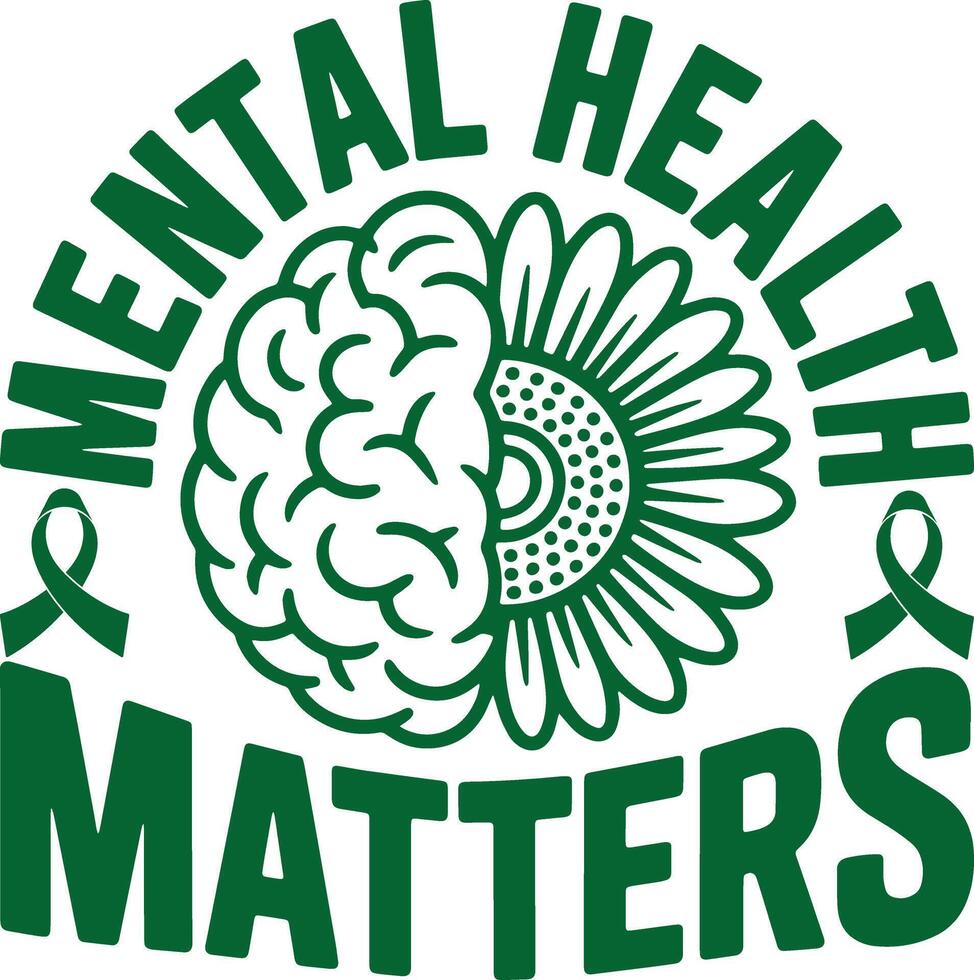 Mental Health Matters Bold Green Design for Mental Health Awareness vector