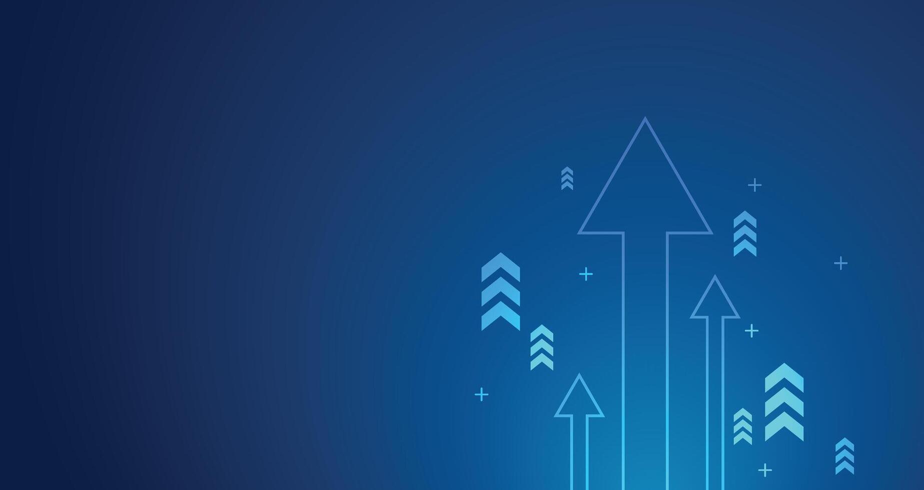 Business arrow up growth technology on dark blue background. vector