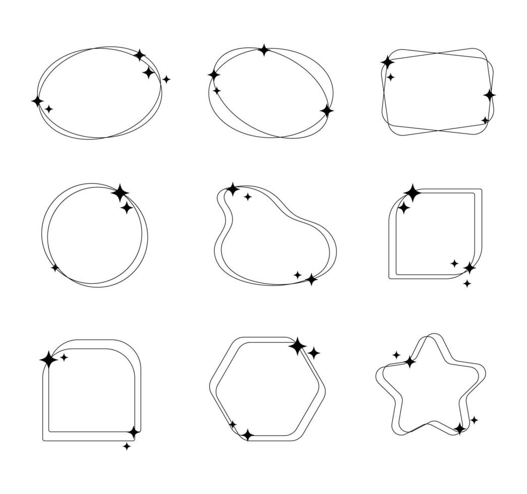 aesthetic minimalist linear frame design set. vector