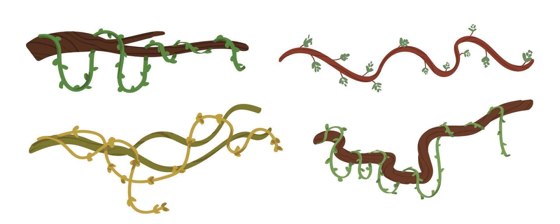 Tree branches with leaves. Set of branch tree illustration design vector