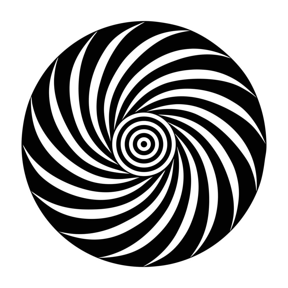 a black and white spiral in a circle vector