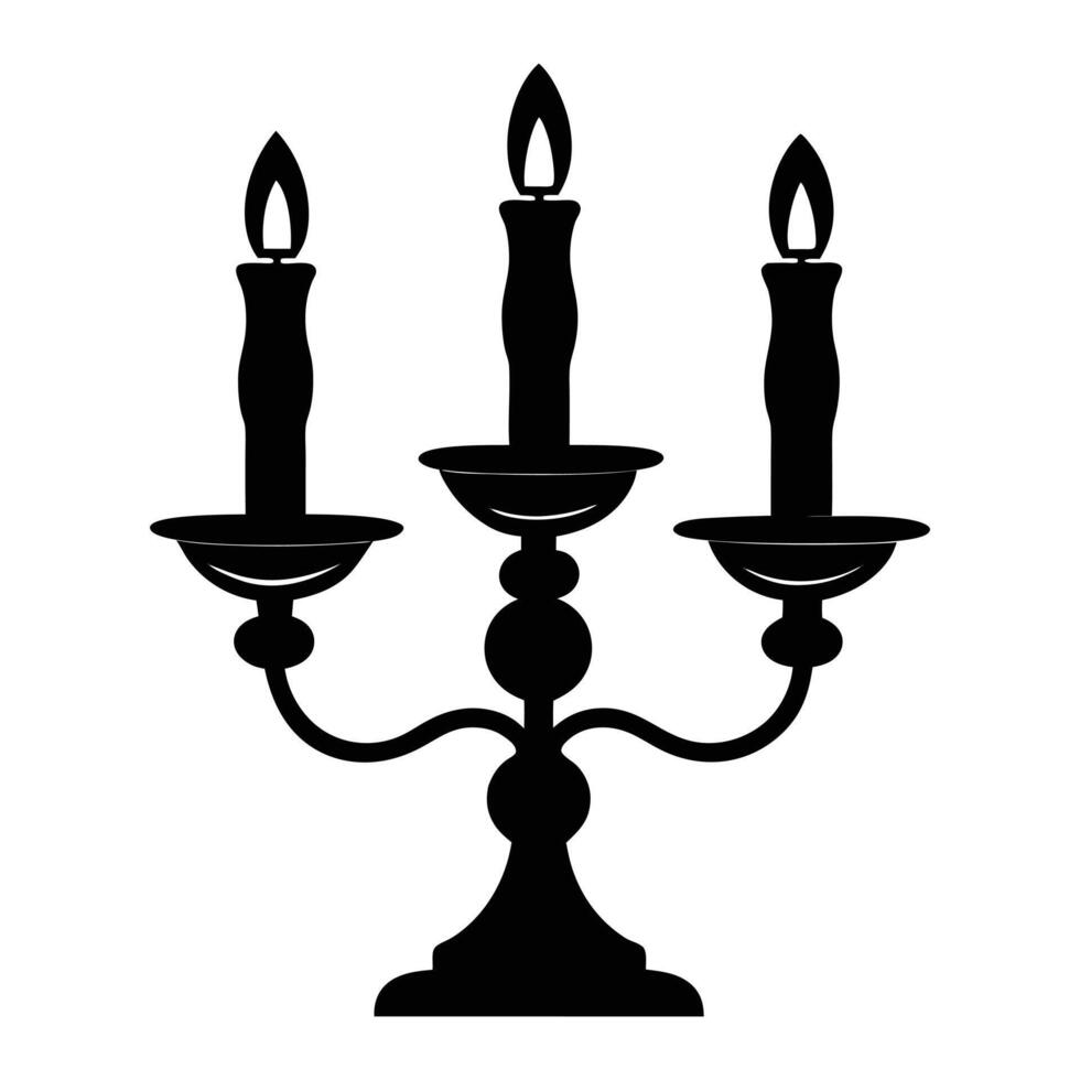 candle holder with three candles on a white background vector