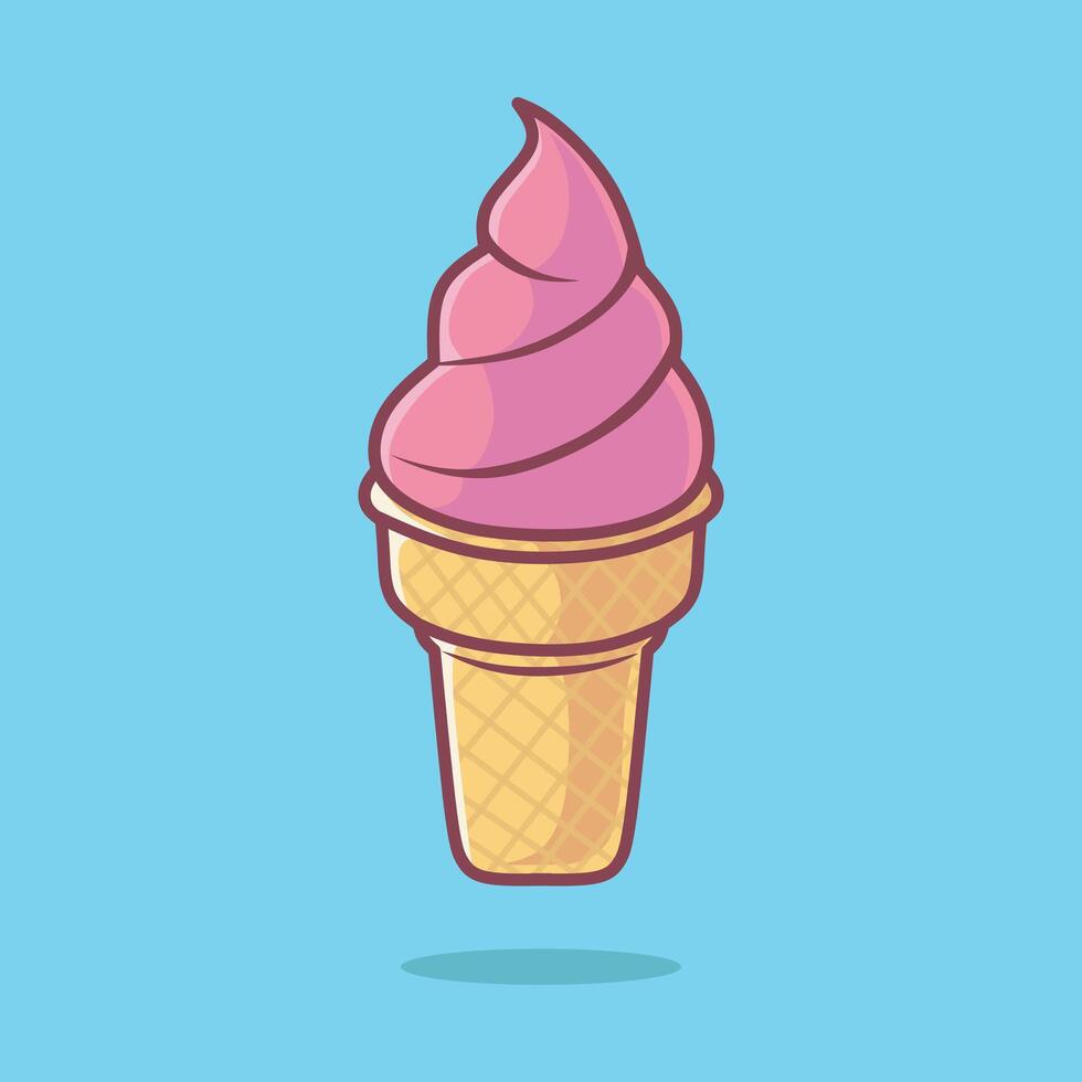 Cute Ice Cream Flat Design Graphic. illustration isolated on colorful background. vector