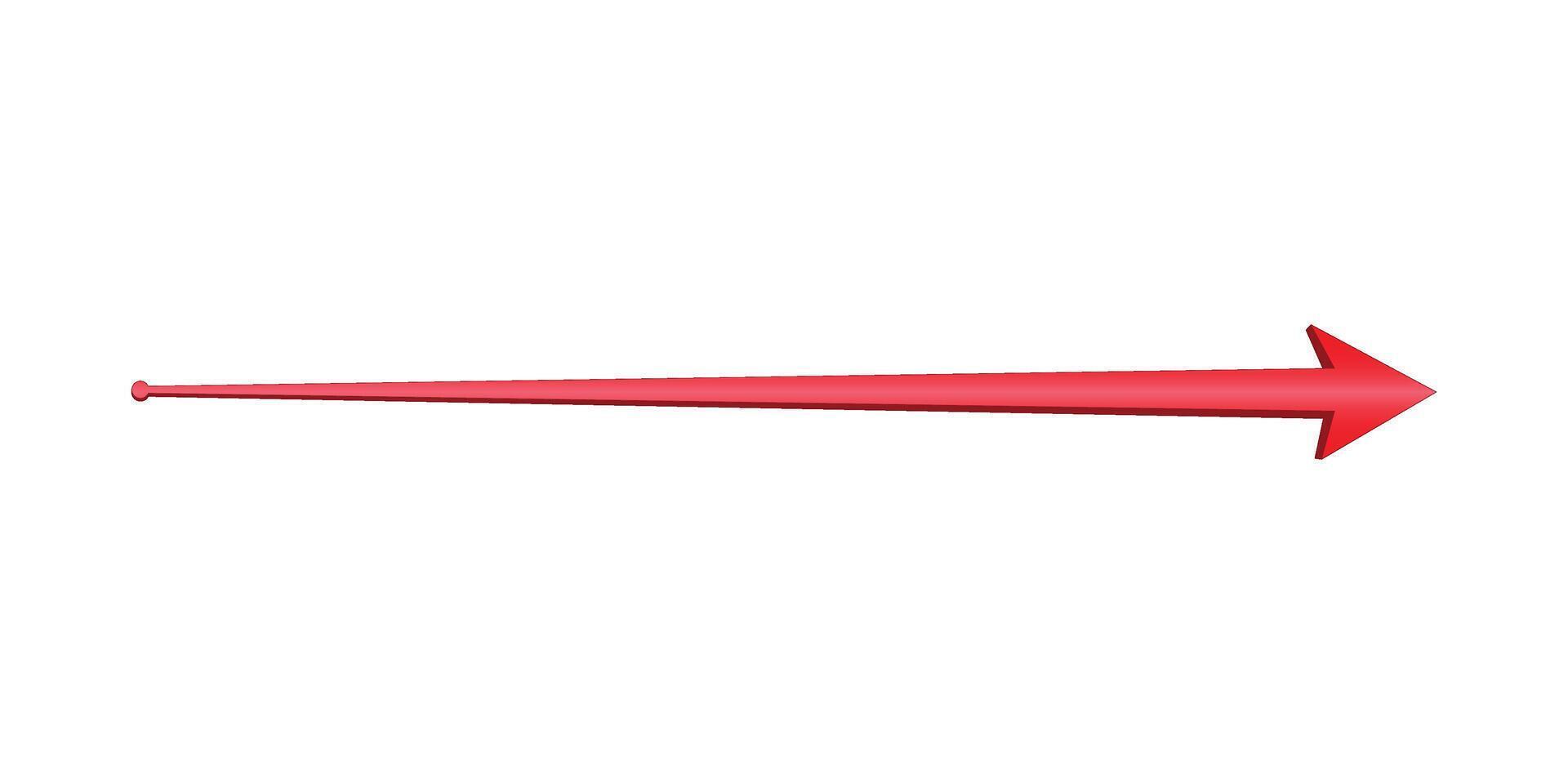 3d long red arrow pointing right left up or down for direction indication vector
