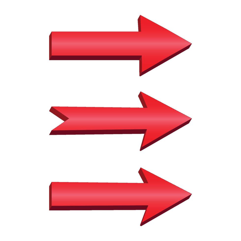 3d red arrow pointing right left up or down for direction indication vector