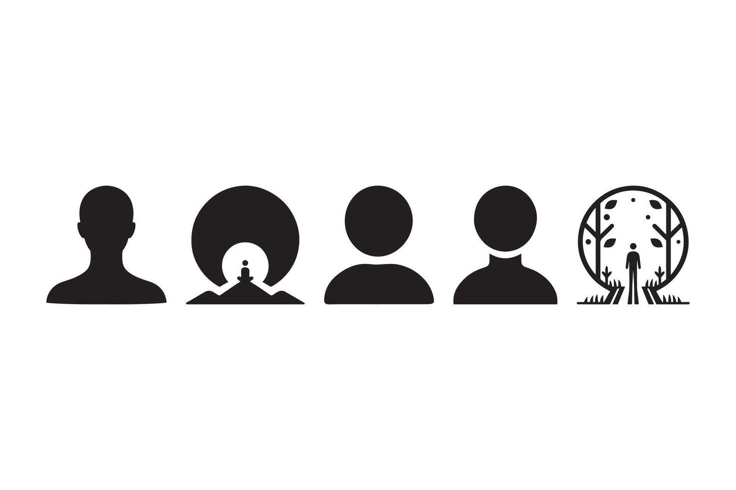 Abstract Human Silhouette Icons Meditation, Nature, and Profile vector