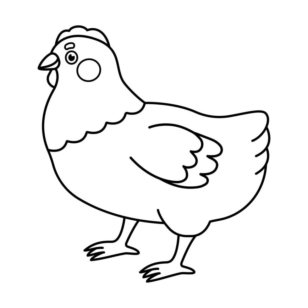 Simple cute illustration of chicken for coloring pages vector