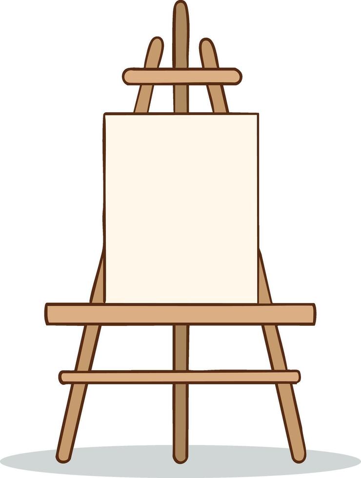 illustration of a wooden easel with a blank canvas on it vector