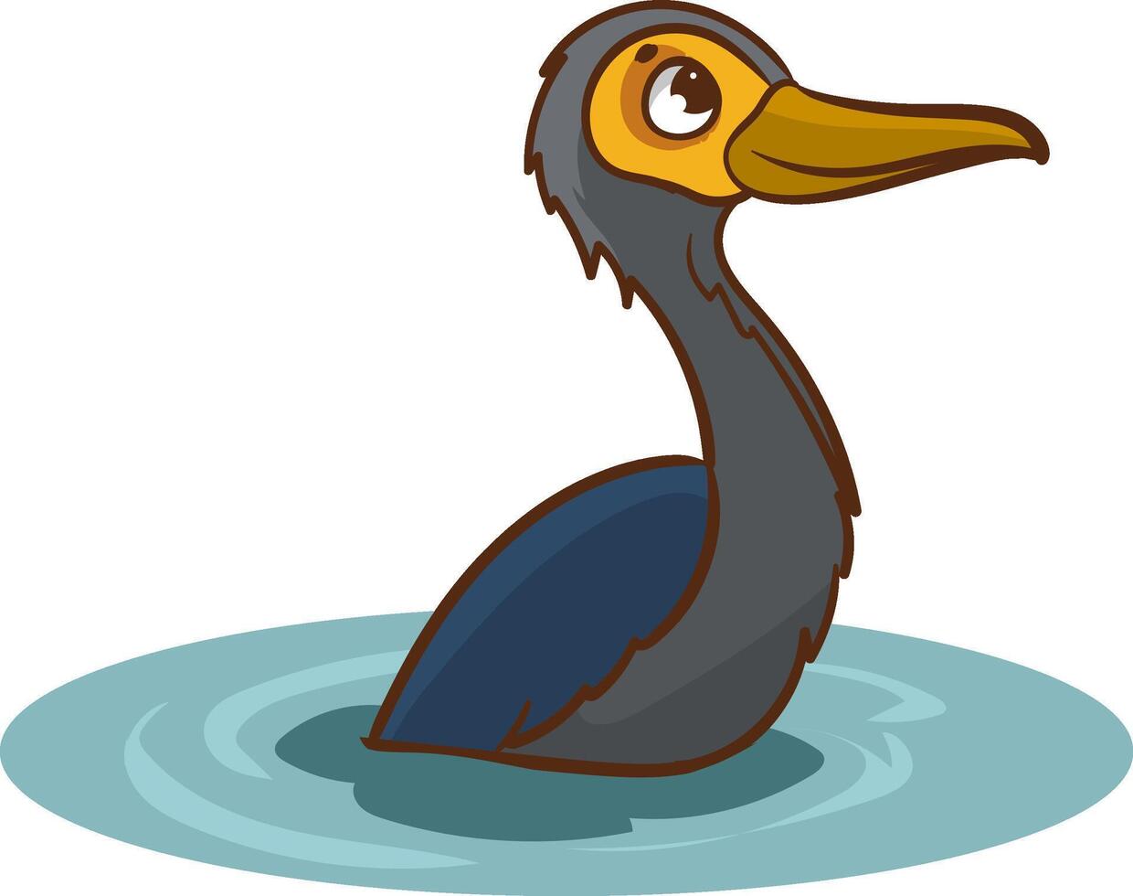 cormorant swimming in the water. vector