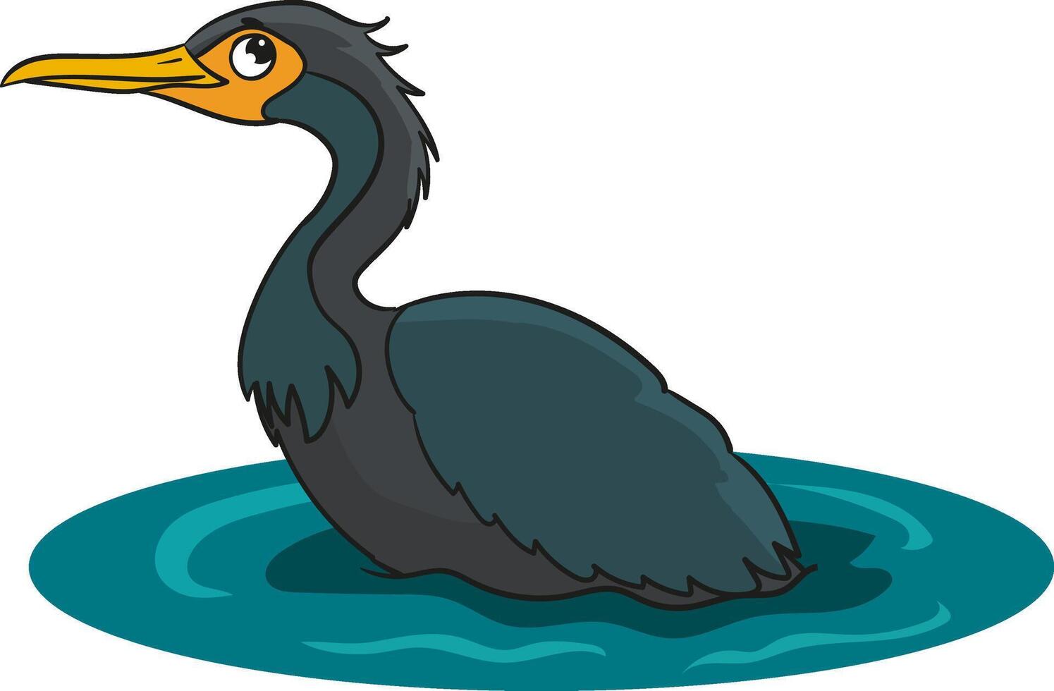 illustration of a cormorant swimming in the water. vector