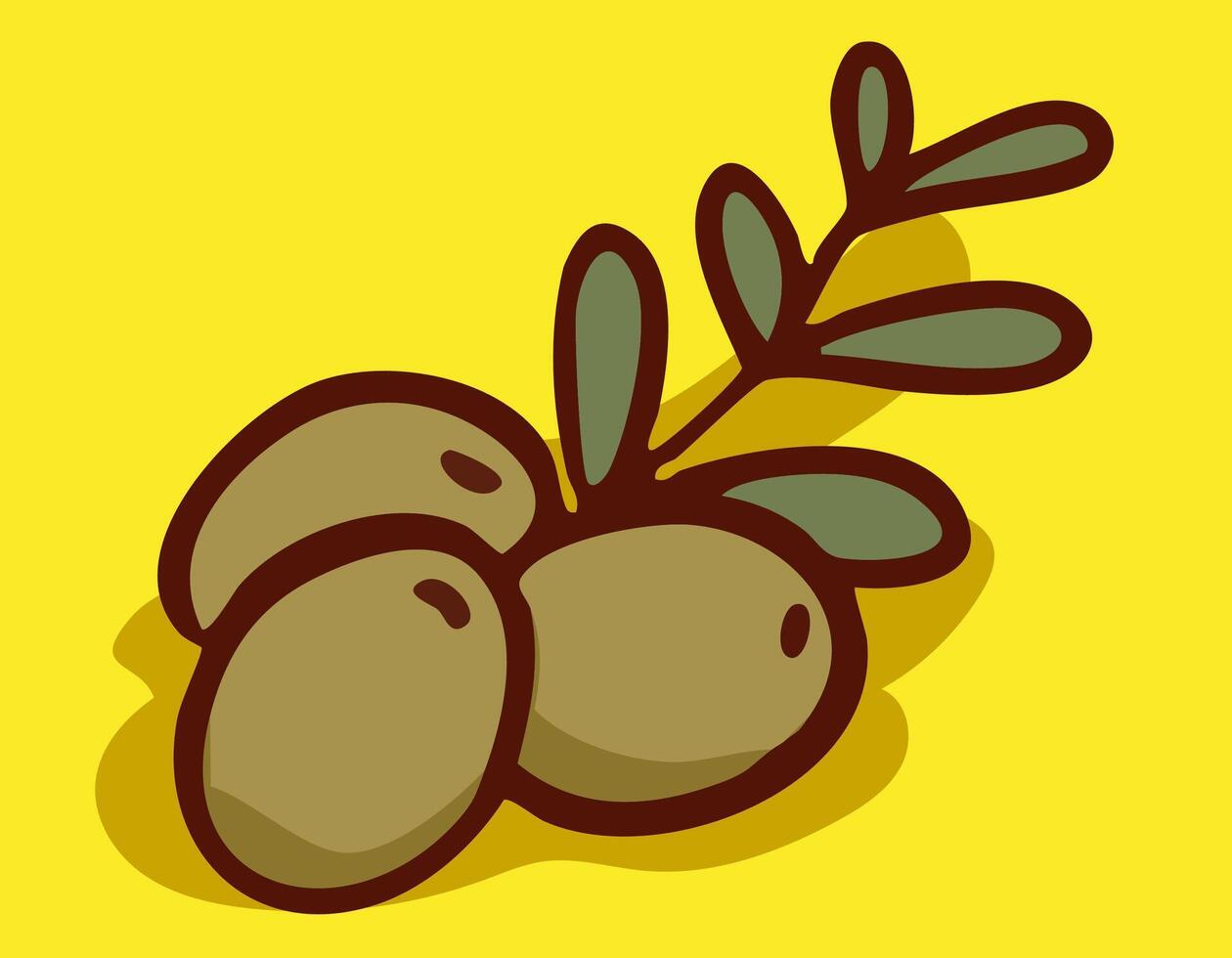 olive icon illustration. realistic olive branch with two green olives vector