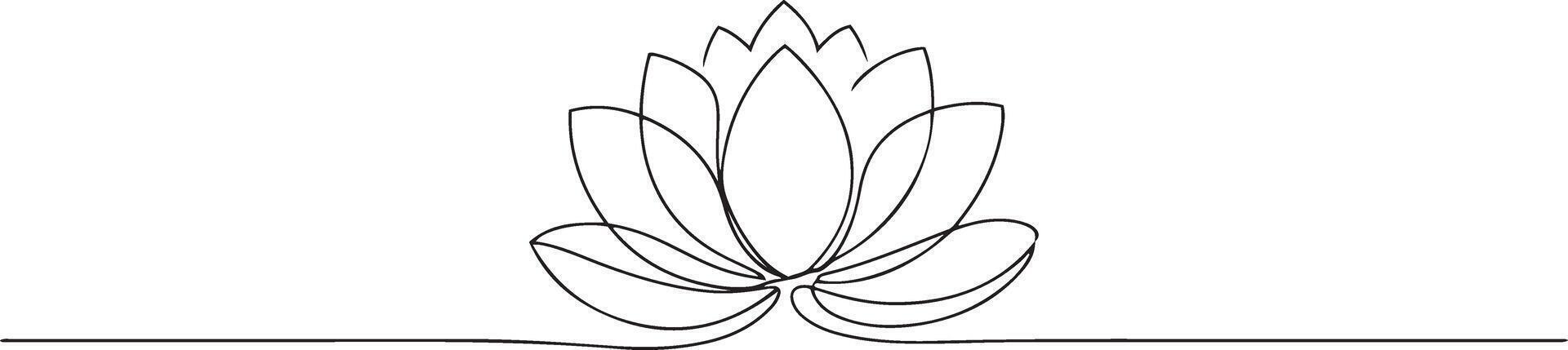 Single Line Vesak Day Lotus Flower Drawing, Minimalist Art vector